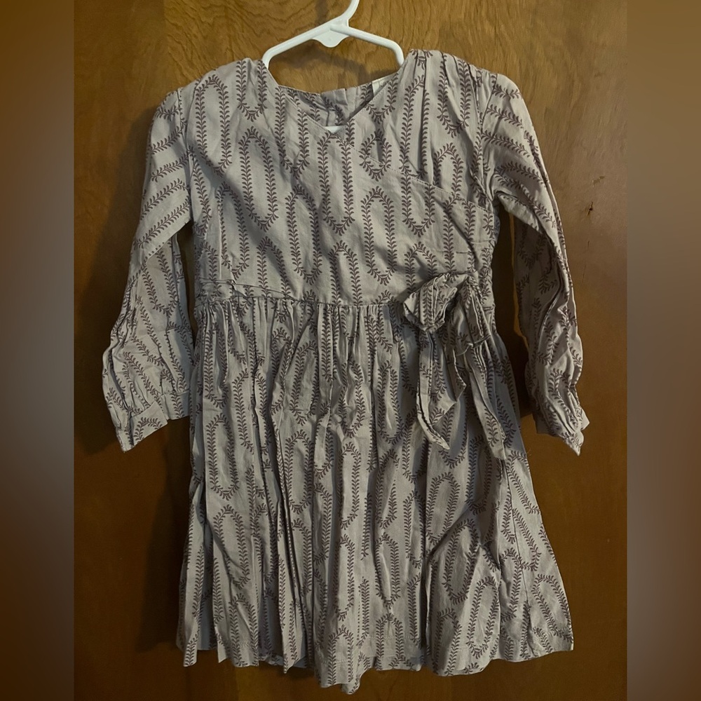 Vintage Kate Quinn Size 3t Gauze Purple Vine Leaf Pattern Dress